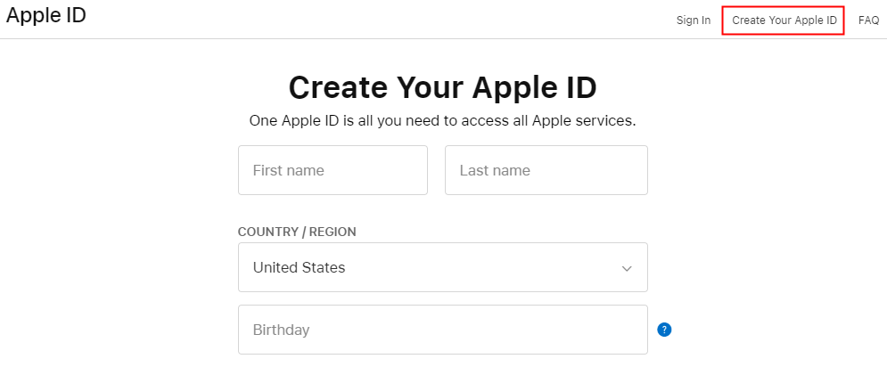 新しいApple IDアカウントを作成する