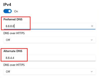 Activar el conmutador IPv4