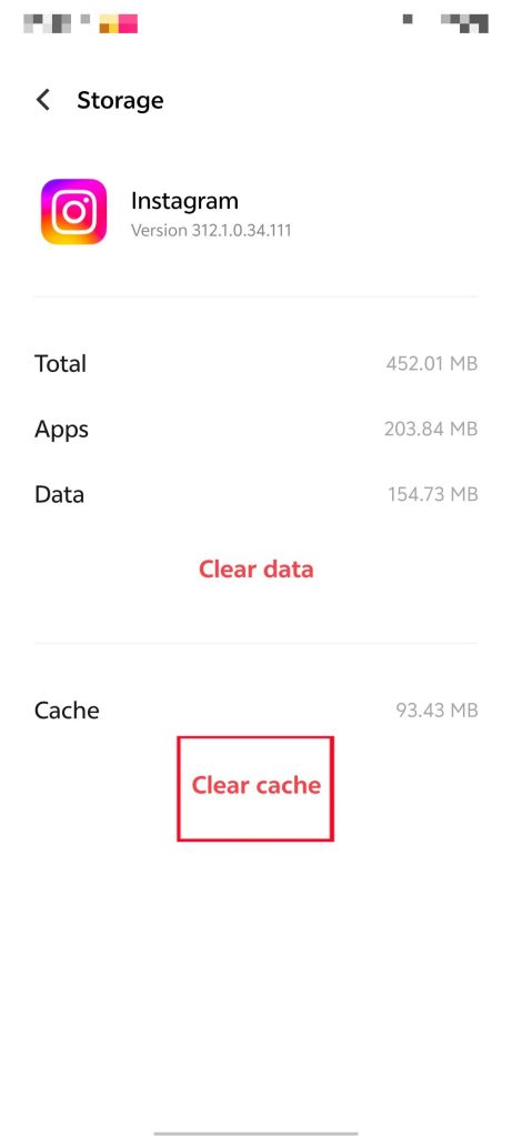 Clear Instagram cache on Android