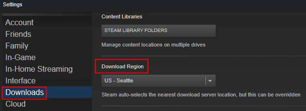 Change Steam Download Region