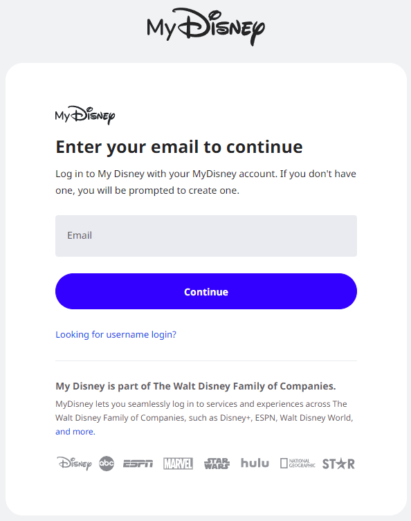 Create a MyDisney Account