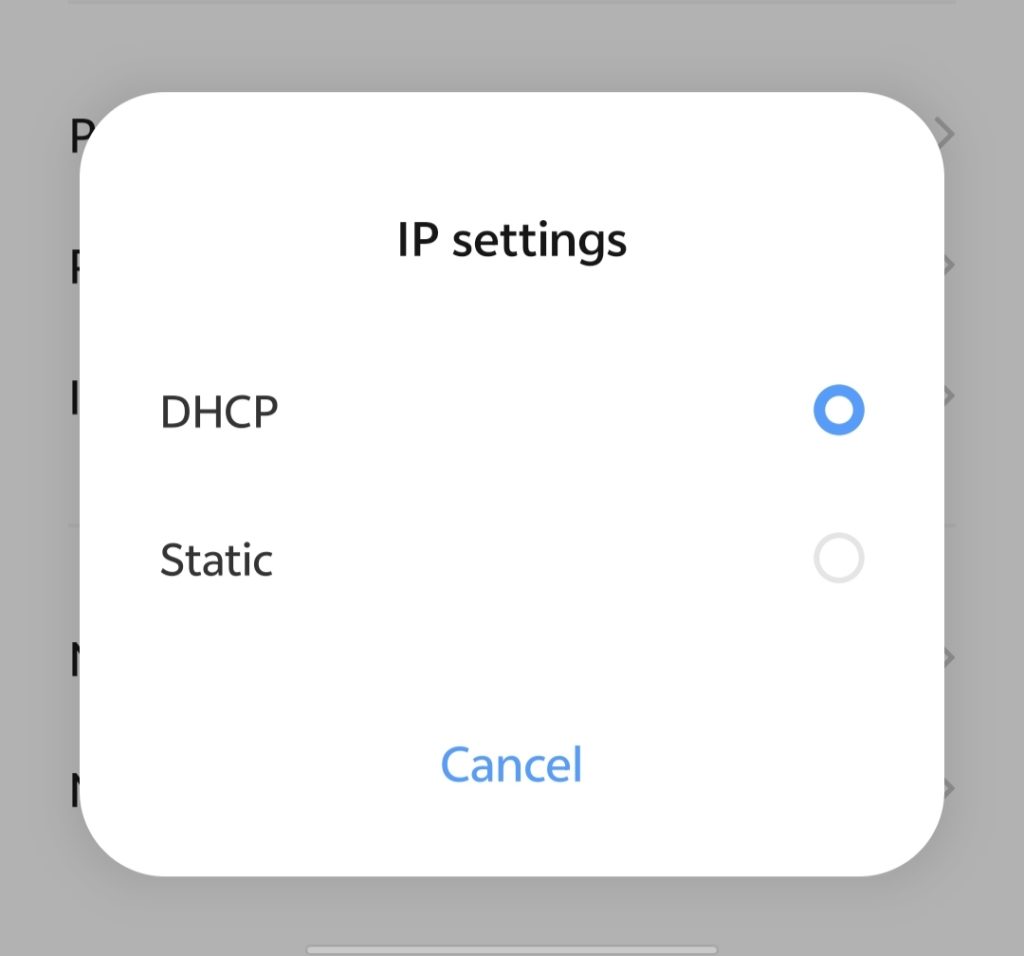 Android Static IP Setting