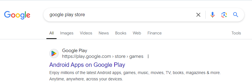 Search “Google Play Store” on Google