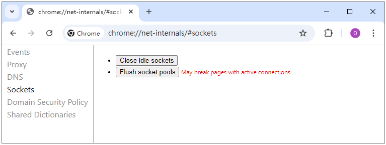 Flush Socket Pools on Chrome