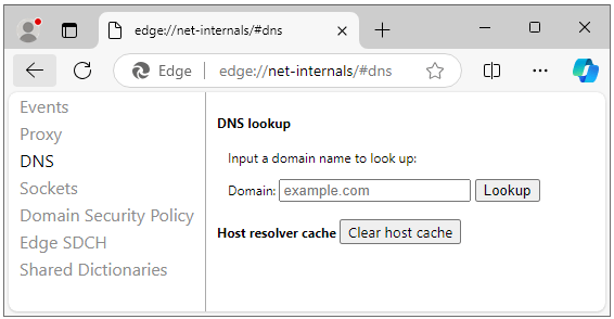 Flush DNS in Microsoft Edge