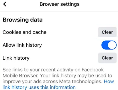 clear the browsing data