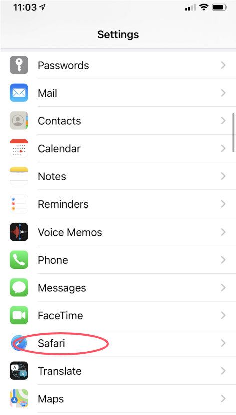 Tap "Safari"