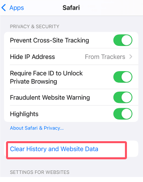 “Clear History and Website Data.”