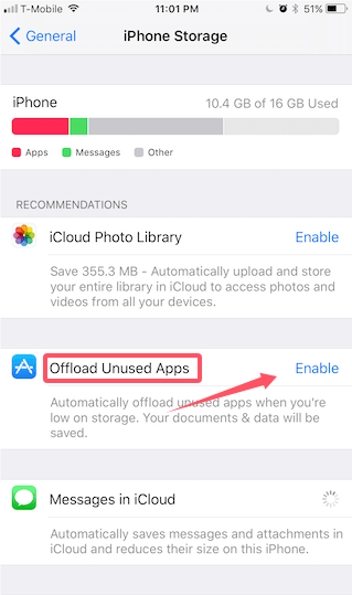 Offload Unused Apps