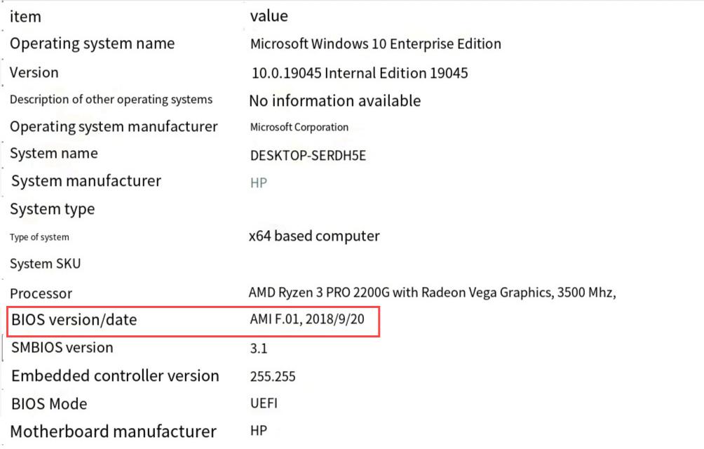 BIOS Version and Date