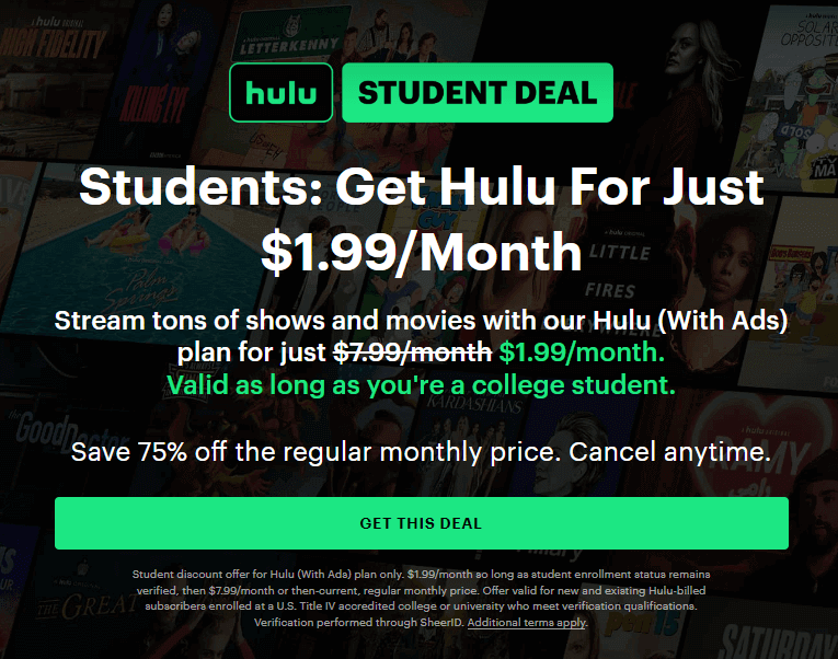 Obtén el descuento a través de Hulu