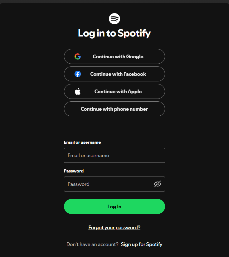 Inicia sesión en tu cuenta de Spotify