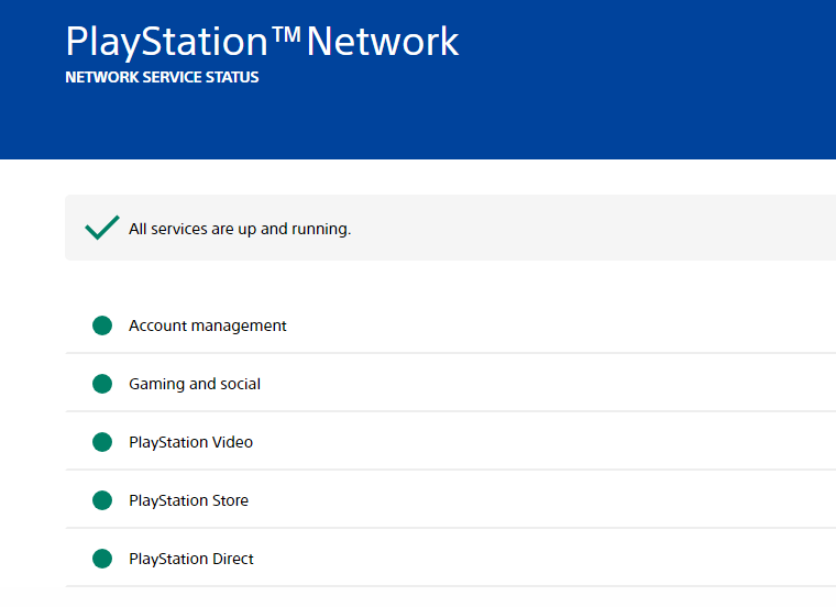 Статус Сервиса PSN