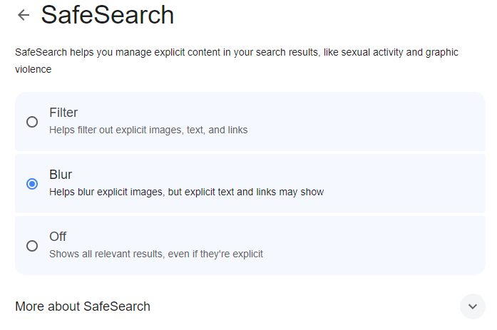 Turn on/off Safe Search Settings Google Chrome