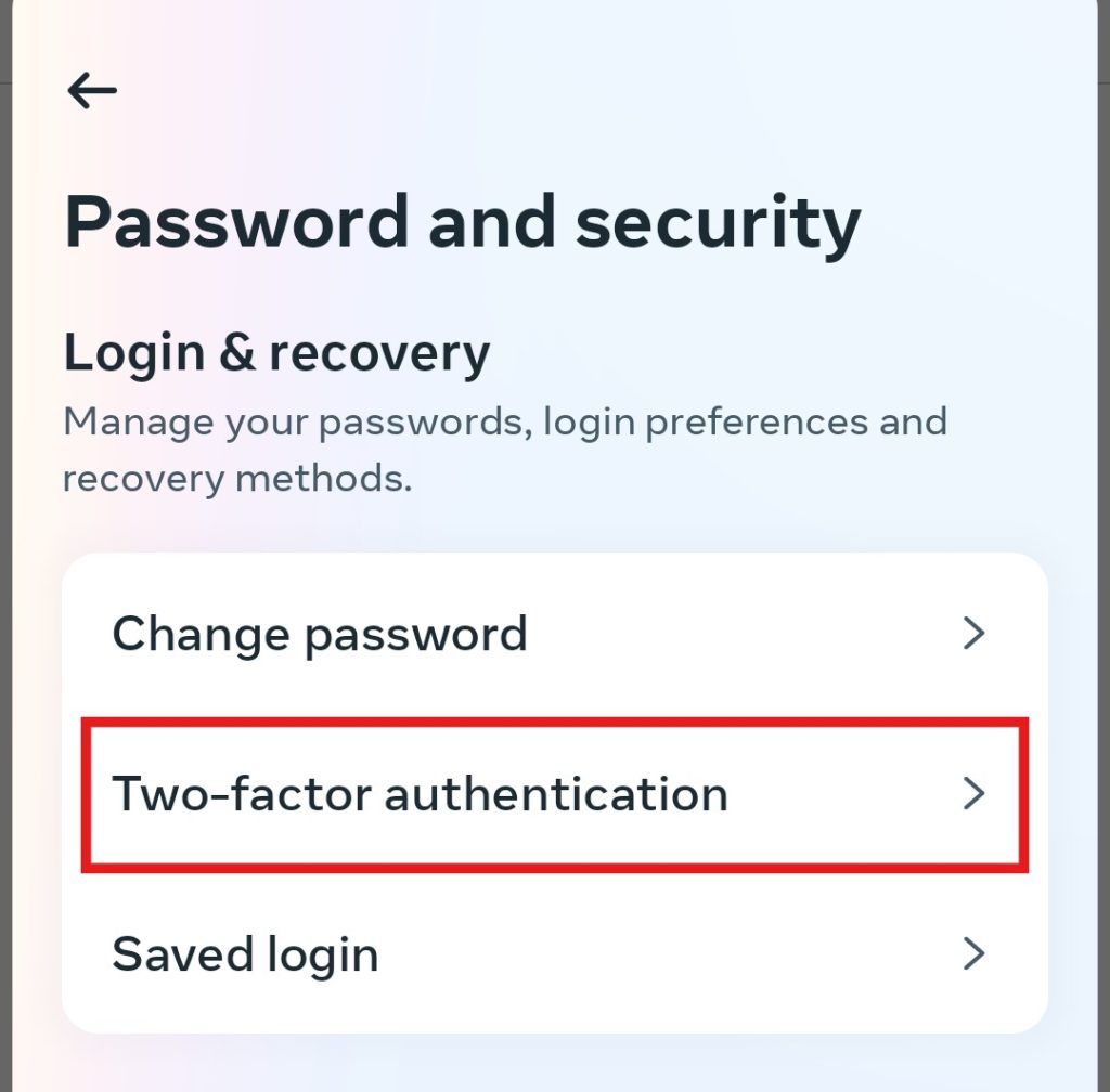 Select “Two-factor authentication”