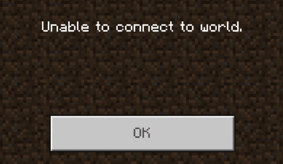 nable to Connect to World Minecraft