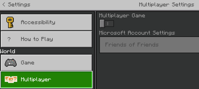 Enable “Multilayer Game” in Minecraft