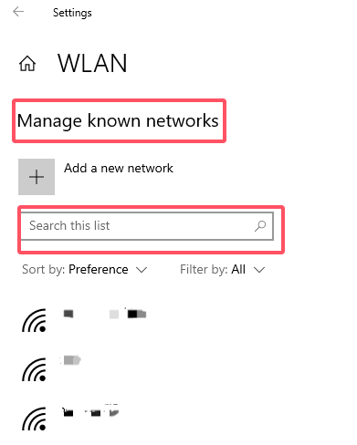 Manage Known Networks on Windows 10