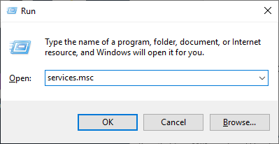 Step 1 to stop Windows automatic updates: Open the system's Run settings and search for "services.msc".