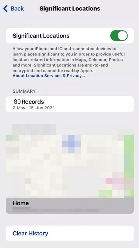 Turn on Significant Locations on iPhone to view location history