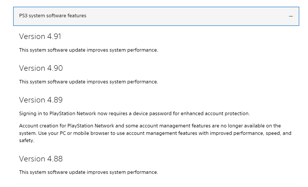 PS3 System Software Versions