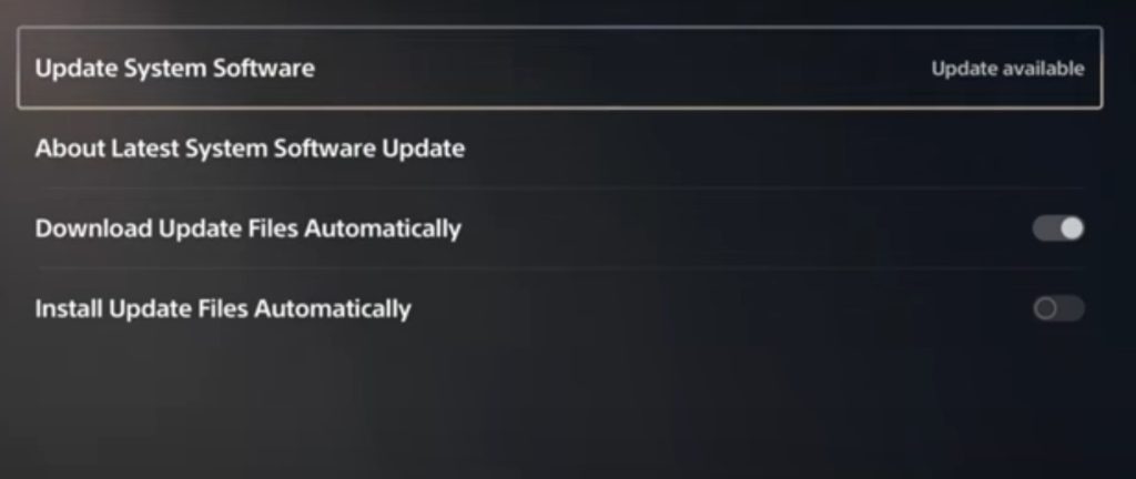 PS5 Update System Software