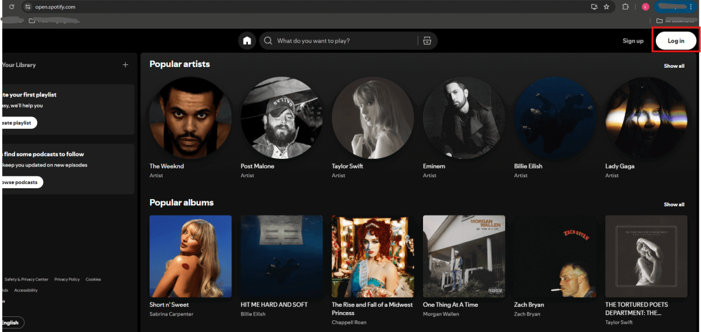 log in to Spotify