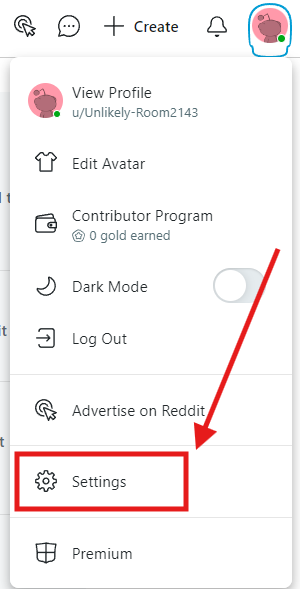 Go to Reddit Settings