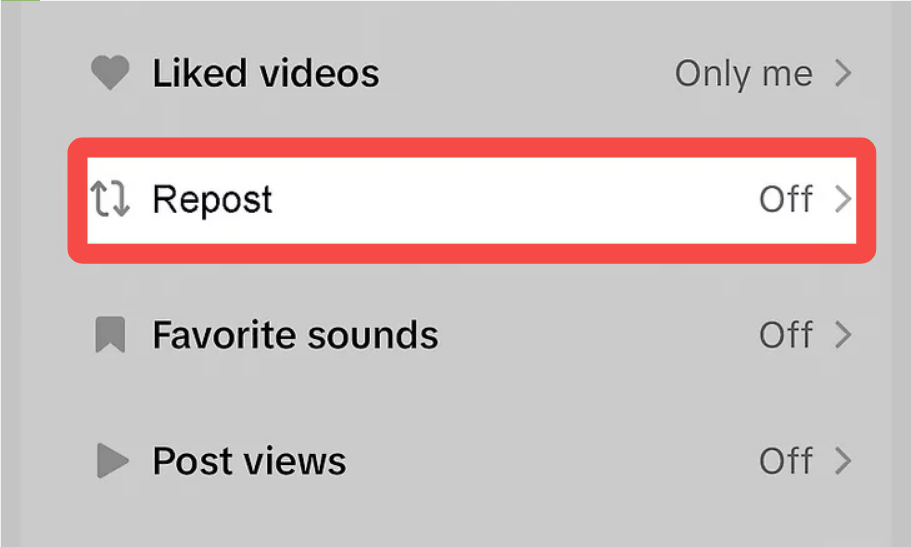 step of removing a repost on TikTok