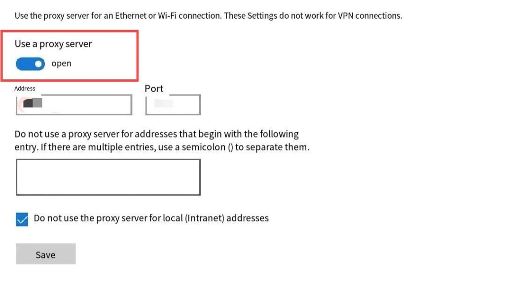 Usar un servidor proxy en Windows