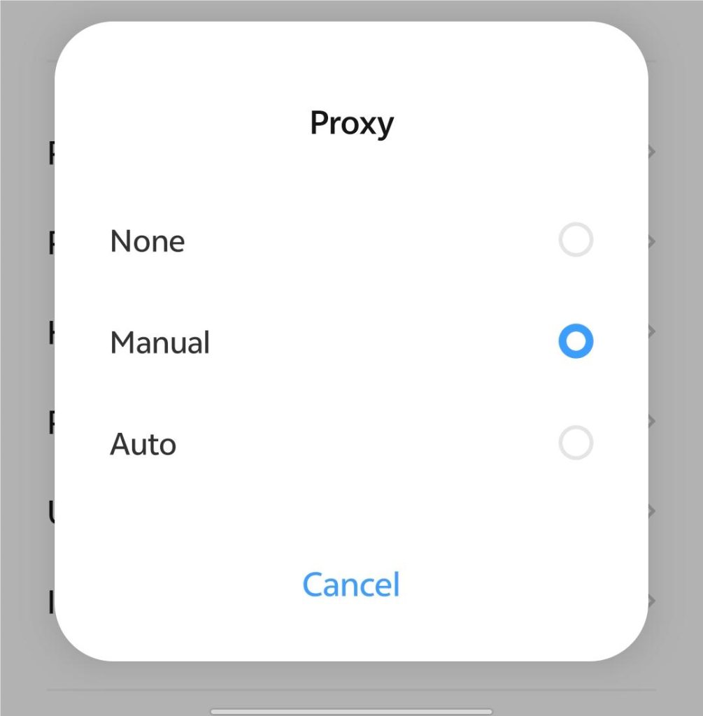 Configuración manual de proxy en Android