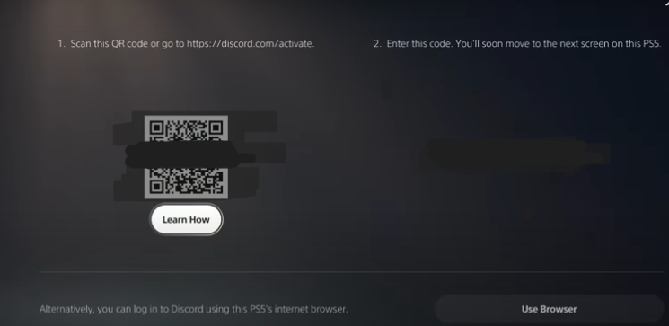The Page for Linking Discord to PS5