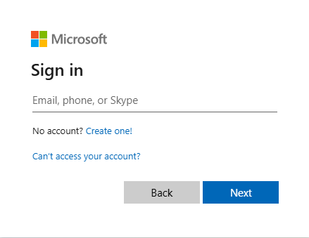 Log in to Microsoft Account