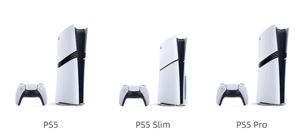 PS5，PS5 Slim，PS5 Pro区别：尺寸与设计