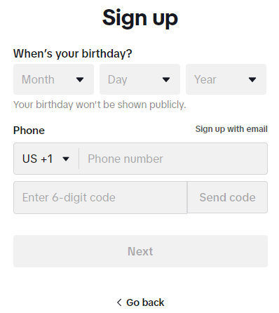 Sign Up for TikTok with Phone Number