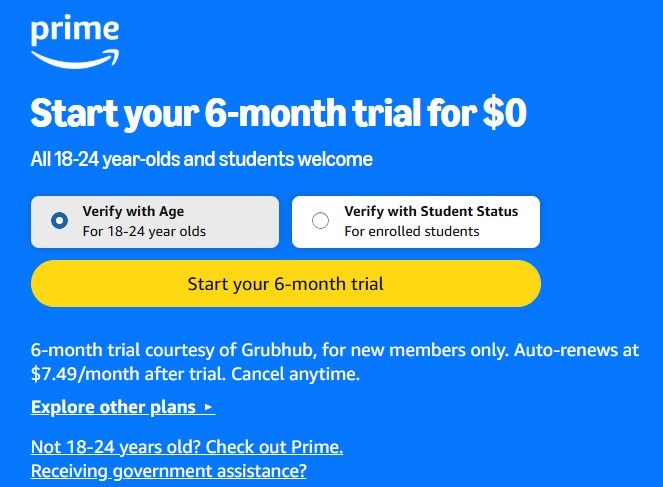 Amazon Prime Video Student Plan