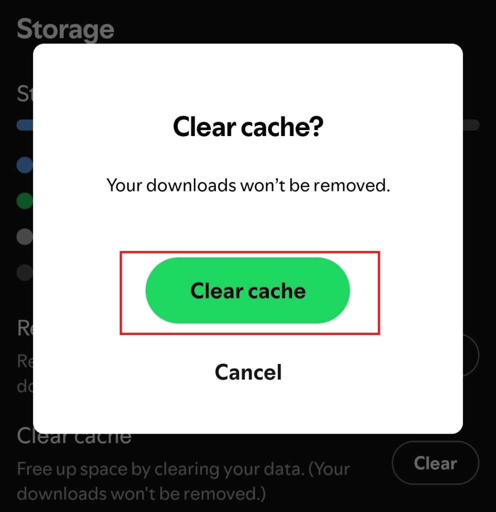 Confirm Clearing Cache