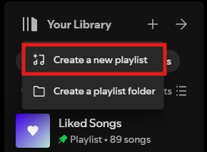 Haz clic en “Crear una nueva lista de reproducción”