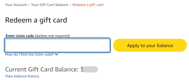 Redeem the Gift Card on Amazon.