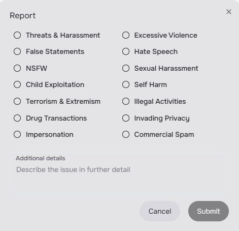 When you’re not satisfied with the chatbot’s response, you can report it.