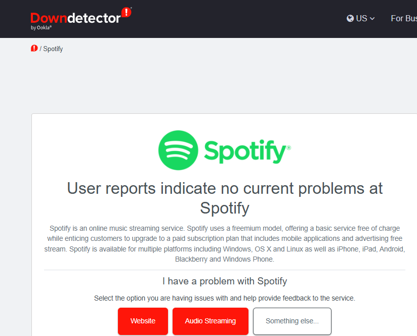 Verifica si Spotify está caído