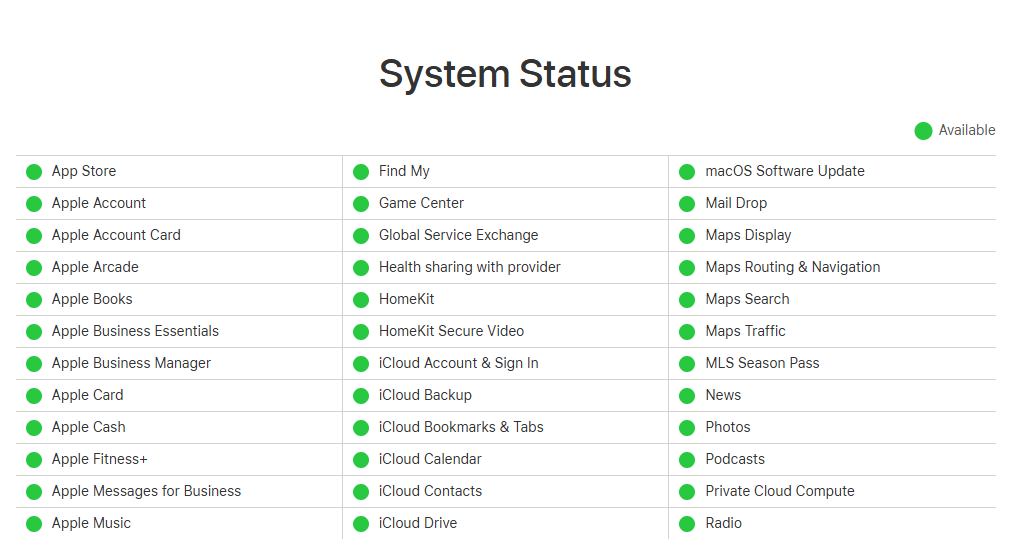 Apple Music Server Status