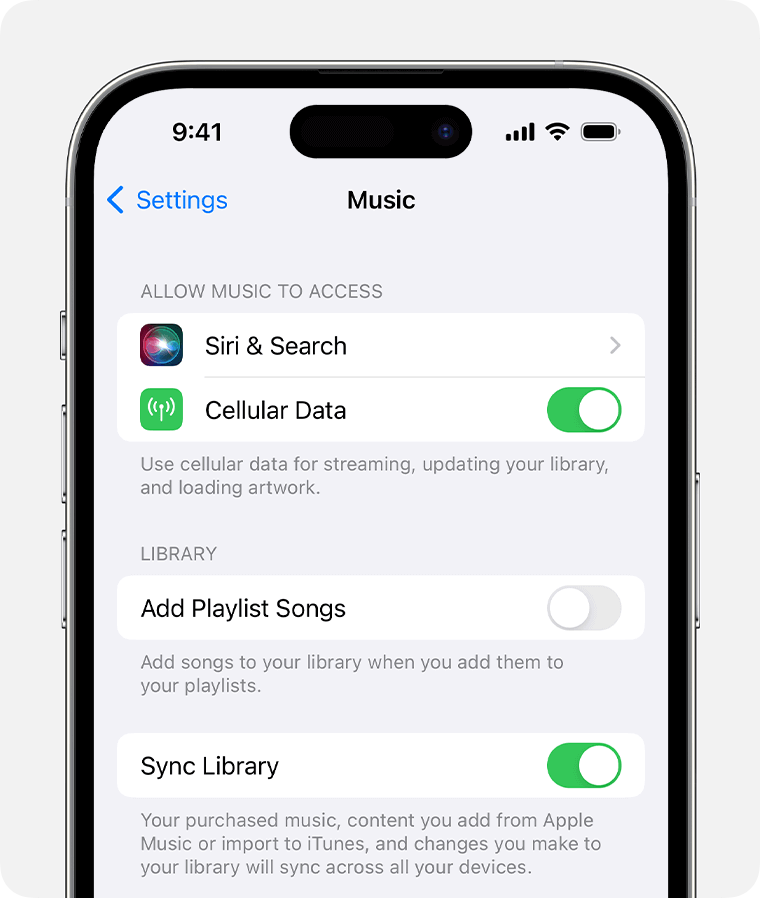 enable Sync Library on iPhone or iPad