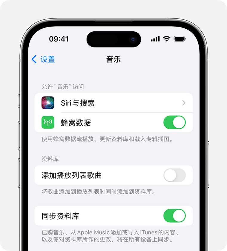 在 iPhone 或 iPad 上启用同步资料库