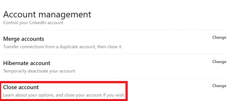 Close LinkedIn account