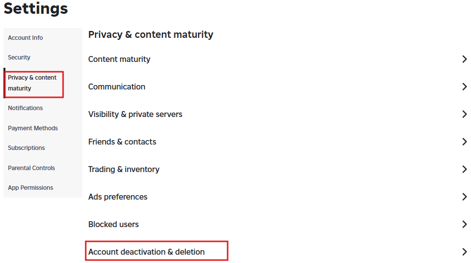 Account deactivation & deletion