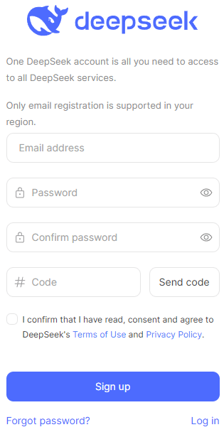 Sign up for DeepSeek account