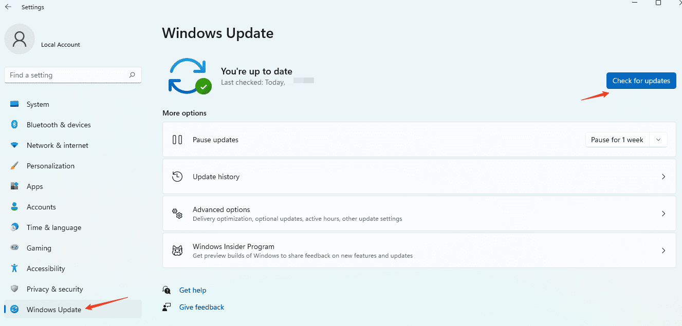 Check for Windows Updates