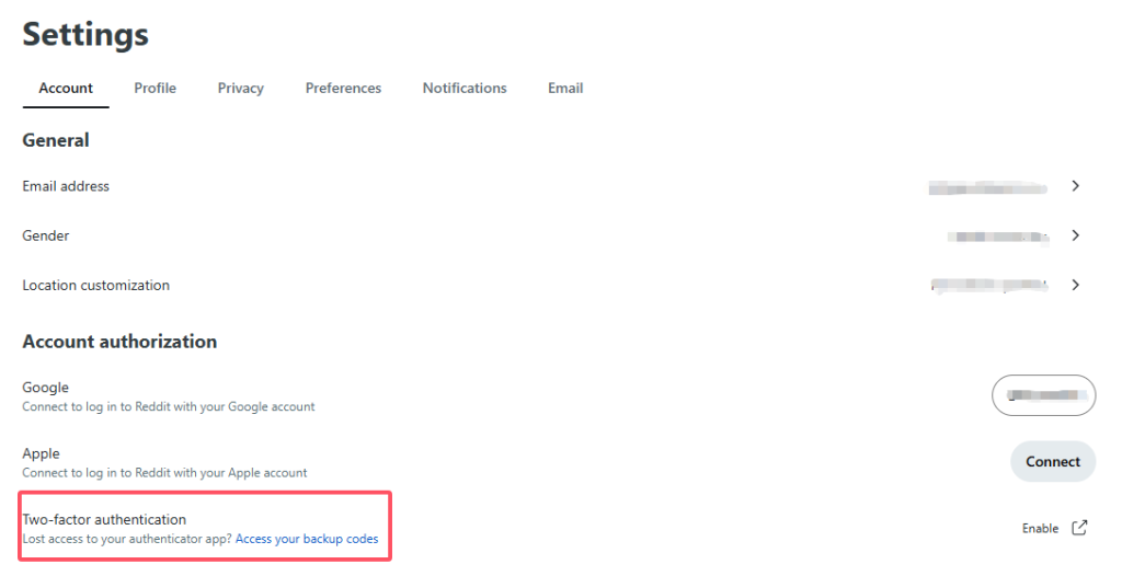 activate two-factor authentication for your Reddit account