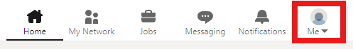 Find “Me” to open LinkedIn Private Mode